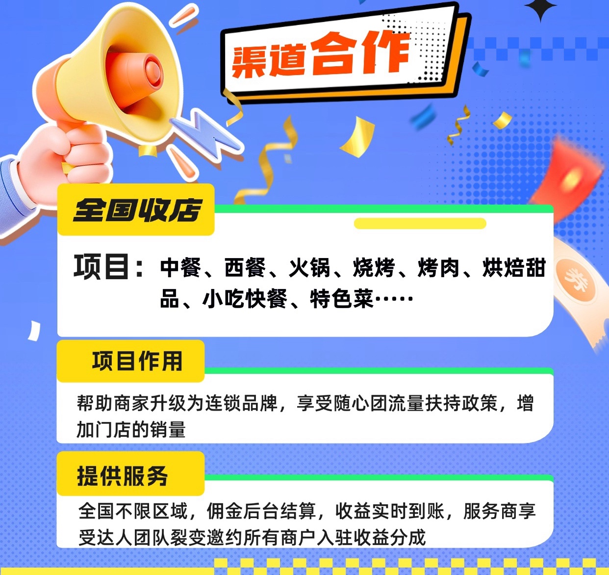 刘先生地推项目抖音随心团外卖开通、一单几百+抽佣，招募全国服务商、达人地推合作