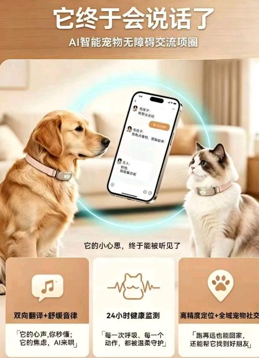 秦先生0投入，ai人宠无障碍交流健康监测项圈