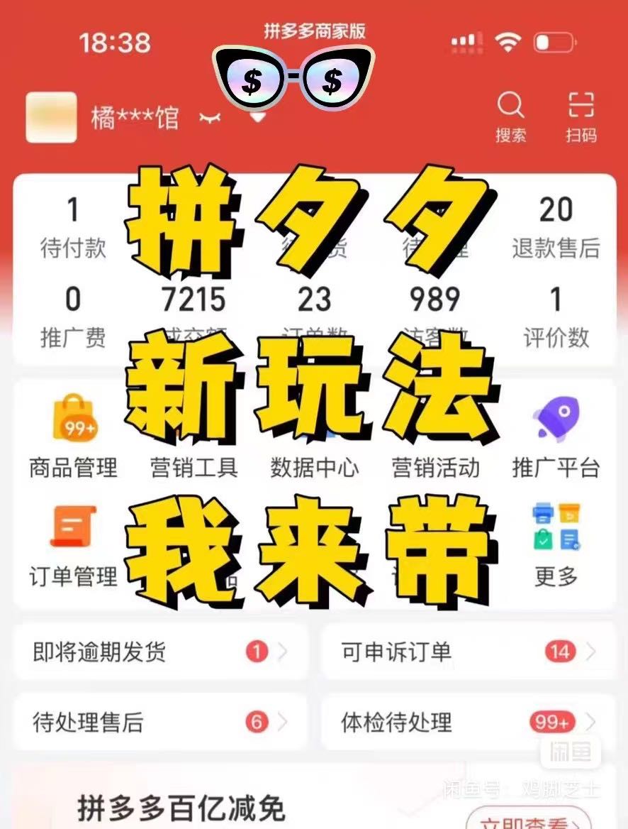 李先生找合伙人你出店铺，我们帮你运营，拼多多开店，日出300单，零学费挣米九一分