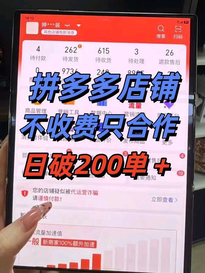 赵先生找合伙人提供10年运营陪跑与货源,寻求拼多多店铺合伙人合作,兼职 全职都可日结