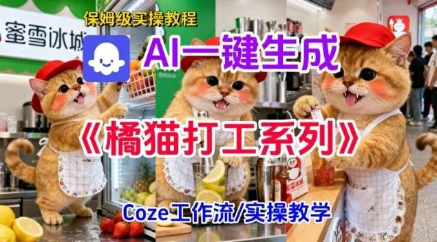 周先生找合伙人Coze扣子工作流一键生成胖橘猫打工短视频,保姆级实操搭建教学