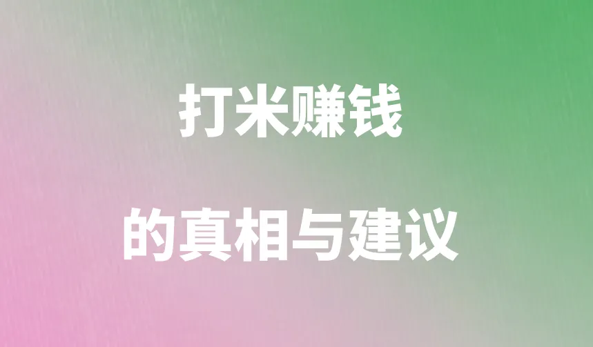 打米赚钱的真相与建议