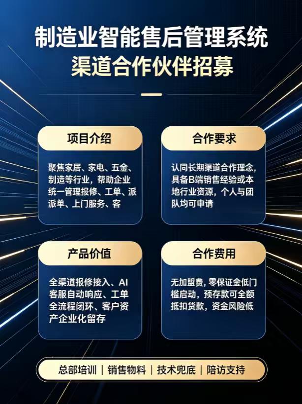朱女士找合伙人制造业智能售后管理系统招募代理