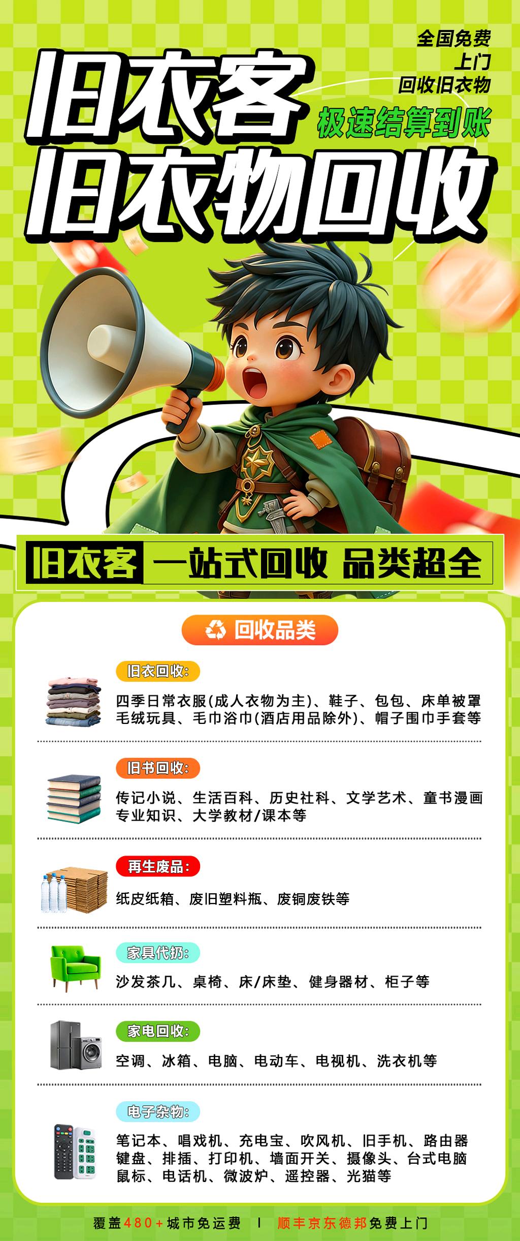 刘乘铭找合伙人顺丰免运费上门回收旧衣，高佣金合作