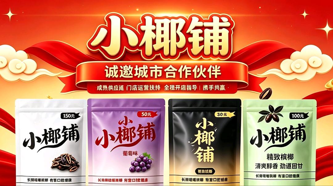 姜先生品牌货源0加盟费!小榔铺槟榔30-150元货源+营销方案,招全国代理商